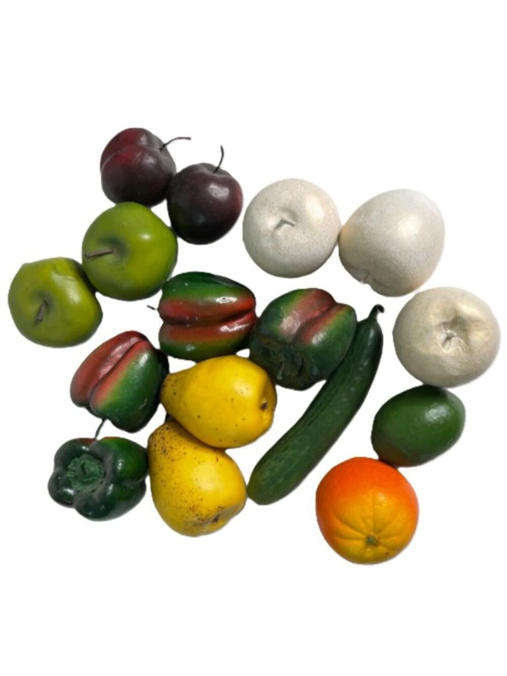 Vintage Mexican Paper-Mache Fruits and Vegetables 16pc Cucumber w/ White Apples
